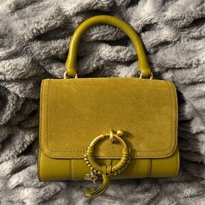 See by Chloe Olive Green Leather + Suede Top Handle crossbody | Joan Ladylike